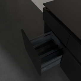 Тумба под раковину Villeroy & Boch Legato 140х55 см с подсветкой МДФ/ДСП черный матовый лак B586L0PD