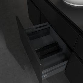 Тумба под раковину Villeroy & Boch Legato 140х55 см с подсветкой МДФ/ДСП черный матовый лак B586L0PD