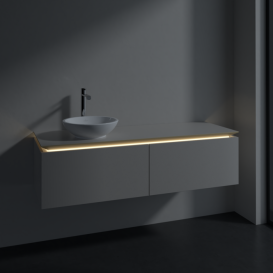 Тумба под раковину Villeroy & Boch Legato 140х38 см с подсветкой ДСП нежно-серый B587L0VK
