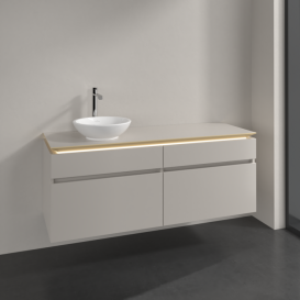 Тумба під раковину Villeroy & Boch Legato 140х55 см з підсвічуванням ДСП ніжно-сірий B588L0VK