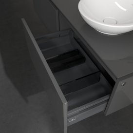 Тумба под раковину Villeroy & Boch Legato 140х38 см с подсветкой МДФ/ДСП глянцевый серый B589L0FP