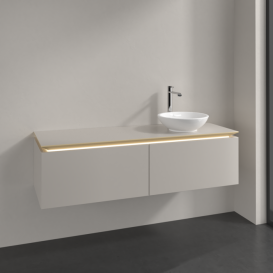 Тумба під раковину Villeroy & Boch Legato 140х38 см з підсвічуванням ДСП ніжно-сірий B589L0VK