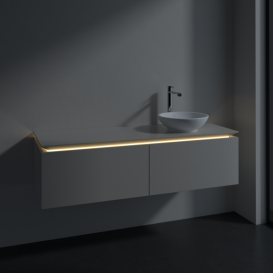 Тумба під раковину Villeroy & Boch Legato 140х38 см з підсвічуванням ДСП ніжно-сірий B589L0VK