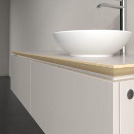 Тумба під раковину Villeroy & Boch Legato 140х38 см з підсвічуванням ДСП ніжно-сірий B589L0VK