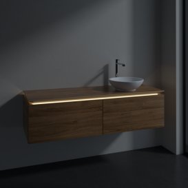 Тумба під раковину Villeroy & Boch Legato 140х38 см з підсвічуванням ДСП дуб канзас B589L0RH