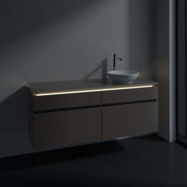 Тумба под раковину Villeroy & Boch Legato 140х55 см з підсвічуванням ДСП трюфель серый B590L0VG