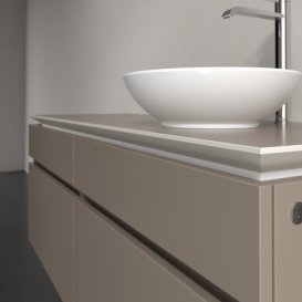 Тумба под раковину Villeroy & Boch Legato 140х55 см з підсвічуванням ДСП трюфель серый B590L0VG