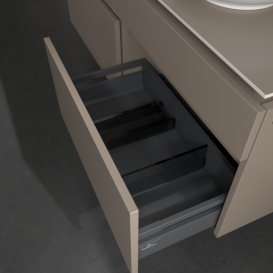 Тумба под раковину Villeroy & Boch Legato 140х55 см з підсвічуванням ДСП трюфель серый B590L0VG