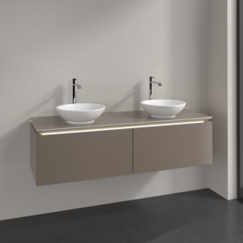 Тумба под раковину Villeroy & Boch Legato 140х38 см с подсветкой ДСП трюфель серый B591L0VG