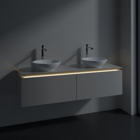 Тумба під раковину Villeroy & Boch Legato 140х38 см з підсвічуванням ДСП ніжно-сірий B591L0VK