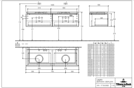 Тумба під раковину Villeroy & Boch Legato 140х38 см з підсвічуванням ДСП ніжно-сірий B591L0VK