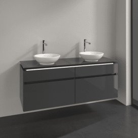 Тумба под раковину Villeroy & Boch Legato 140х55 см с подсветкой МДФ/ДСП глянцевый серый B592L0FP