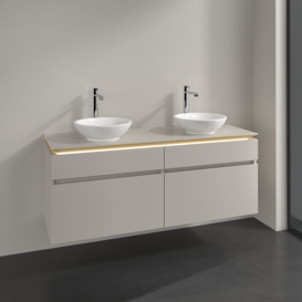 Тумба под раковину Villeroy & Boch Legato 140х55 см с подсветкой ДСП нежно-серый B592L0VK