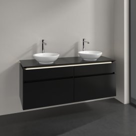 Тумба под раковину Villeroy & Boch Legato 140х55 см с подсветкой МДФ/ДСП черный матовый лак B592L0PD