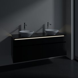 Тумба под раковину Villeroy & Boch Legato 140х55 см с подсветкой МДФ/ДСП черный матовый лак B592L0PD