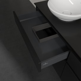 Тумба под раковину Villeroy & Boch Legato 140х55 см с подсветкой МДФ/ДСП черный матовый лак B592L0PD