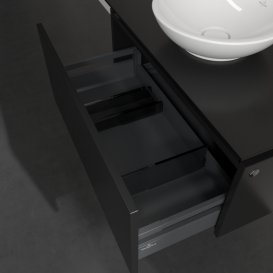 Тумба під раковину Villeroy&Boch Legato 80х38 см з підсвічуванням МДФ/ДСП чорний матовий лак B569L0PD