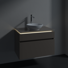 Тумба під раковину Villeroy & Boch Legato 80х55 см з підсвічуванням ДСП сірий трюфель B570L0VG