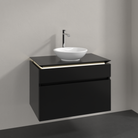Тумба під раковину Villeroy&Boch Legato 80х55 см з підсвічуванням МДФ/ДСП чорний матовий лак B570L0PD