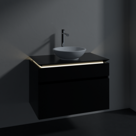 Тумба під раковину Villeroy&Boch Legato 80х55 см з підсвічуванням МДФ/ДСП чорний матовий лак B570L0PD