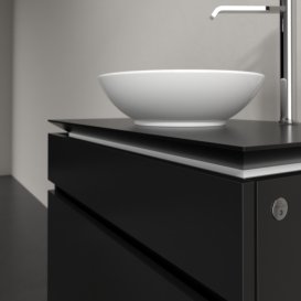 Тумба під раковину Villeroy&Boch Legato 80х55 см з підсвічуванням МДФ/ДСП чорний матовий лак B570L0PD