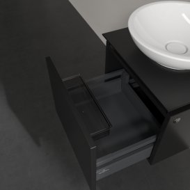 Тумба под раковину Villeroy & Boch Legato 45х38 см с подсветкой МДФ/ДСП черный матовый лак B565L0PD