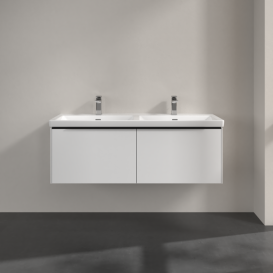 Тумба під раковину Villeroy & Boch Subway 3.0 127х42,9 см ДСП/алюміній діамантовий білий/чорний вулкан C567L1VE