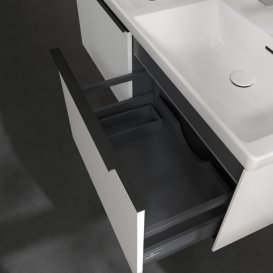 Тумба під раковину Villeroy & Boch Subway 3.0 127х42,9 см ДСП/алюміній діамантовий білий/чорний вулкан C567L1VE