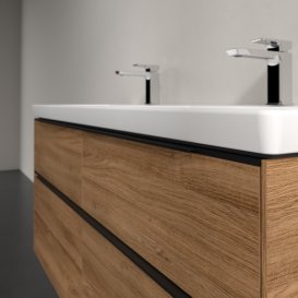 Тумба под раковину Villeroy & Boch Subway 3.0 127,2х57,6 см ДСП/алюминий дуб канзас/черный вулкан C568L1RH