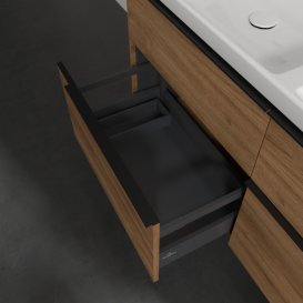 Тумба под раковину Villeroy & Boch Subway 3.0 127,2х57,6 см ДСП/алюминий дуб канзас/черный вулкан C568L1RH