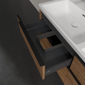 Тумба под раковину Villeroy & Boch Subway 3.0 127,2х57,6 см ДСП/алюминий дуб канзас/черный вулкан C568L1RH