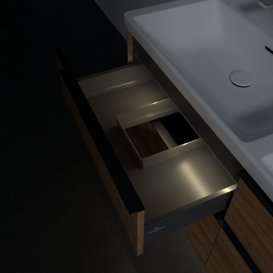 Тумба под раковину Villeroy & Boch Subway 3.0 127,2х57,6 см ДСП/алюминий дуб канзас/черный вулкан C568L1RH