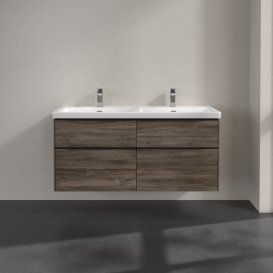 Тумба под раковину Villeroy & Boch Subway 3.0 127,2х57,6 см ДСП/алюминий дуб каменный/черный вулкан C568L1RK