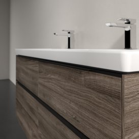 Тумба под раковину Villeroy & Boch Subway 3.0 127,2х57,6 см ДСП/алюминий дуб каменный/черный вулкан C568L1RK