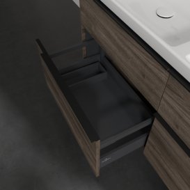 Тумба под раковину Villeroy & Boch Subway 3.0 127,2х57,6 см ДСП/алюминий дуб каменный/черный вулкан C568L1RK