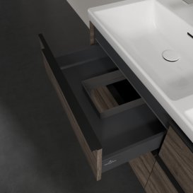 Тумба под раковину Villeroy & Boch Subway 3.0 127,2х57,6 см ДСП/алюминий дуб каменный/черный вулкан C568L1RK