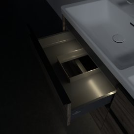 Тумба под раковину Villeroy & Boch Subway 3.0 127,2х57,6 см ДСП/алюминий дуб каменный/черный вулкан C568L1RK