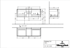Тумба под раковину Villeroy & Boch Subway 3.0 127,2х42,9 см ДСП/алюминий дуб канзас/черный вулкан C601L1RH