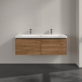 Тумба под раковину Villeroy & Boch Subway 3.0 127,2х42,9 см ДСП/алюминий дуб канзас/черный вулкан C601L1RH