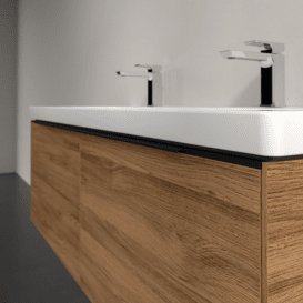 Тумба под раковину Villeroy & Boch Subway 3.0 127,2х42,9 см ДСП/алюминий дуб канзас/черный вулкан C601L1RH