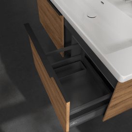 Тумба под раковину Villeroy & Boch Subway 3.0 127,2х42,9 см ДСП/алюминий дуб канзас/черный вулкан C601L1RH