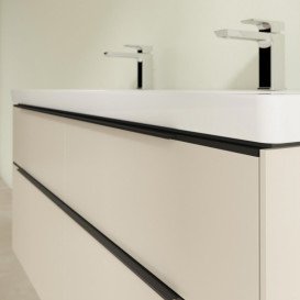 Тумба под раковину Villeroy & Boch Subway 3.0 127,2х57,6 см ДСП/алюминий серый кашемир/черный вулкан C602L1VN