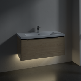 Тумба под раковину Villeroy & Boch Subway 3.0 97,3х42,9 см ДСП/алюминий дуб северный/черный вулкан C569L1VJ