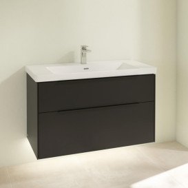 Тумба под раковину Villeroy & Boch Subway 3.0 97,3х57,6 см ДСП/алюминий черный вулкан/черный вулкан C570L1VL