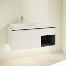 Тумба під раковину Villeroy & Boch Subway 3.0 100х42,3 см ДСП/алюміній білий діамант/чорний вулкан C572L1VE