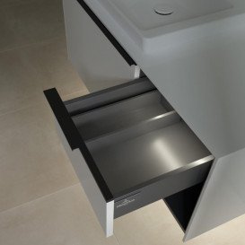 Тумба під раковину Villeroy & Boch Subway 3.0 100х42,3 см ДСП/алюміній білий діамант/чорний вулкан C572L1VE