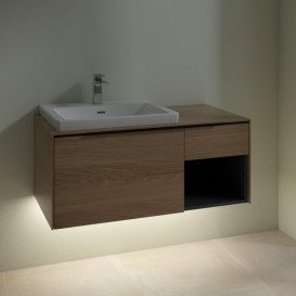 Тумба під раковину Villeroy & Boch Subway 3.0 100х42,3 см ДСП/алюміній дуб північний/чорний вулкан C572L1VJ