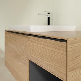 Тумба під раковину Villeroy & Boch Subway 3.0 100х42,3 см ДСП/алюміній дуб північний/чорний вулкан C572L1VJ