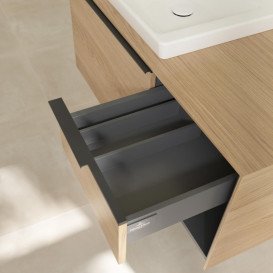 Тумба під раковину Villeroy & Boch Subway 3.0 100х42,3 см ДСП/алюміній дуб північний/чорний вулкан C572L1VJ