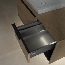 Тумба під раковину Villeroy & Boch Subway 3.0 100х42,3 см ДСП/алюміній дуб північний/чорний вулкан C572L1VJ